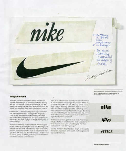 Flyer de la création du logo Nike