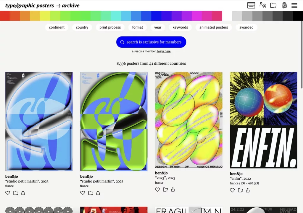 Capture d'écran de Typographic Posters, l'un des sites d'inspiration de design