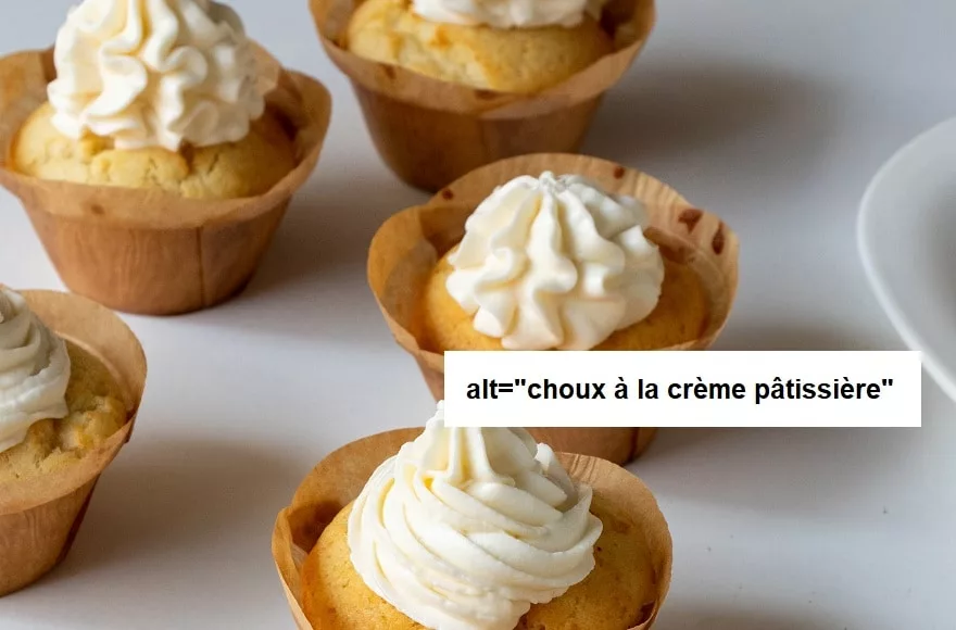 Exemple d'une image de chou à la crème avec une balise alt.